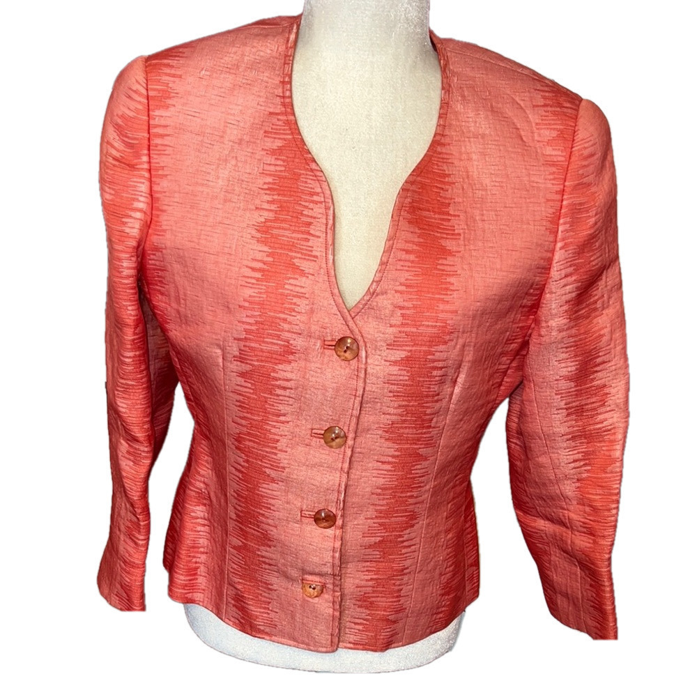 Vintage Carlisle Pink Blazer Tailored Silk-Like Suit Jacket 6